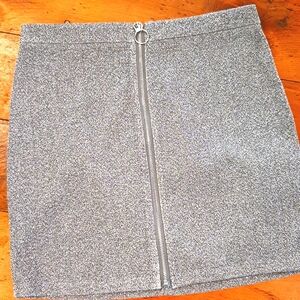 Charlotte Russe metallic shiny silver mini skirt with front zip.